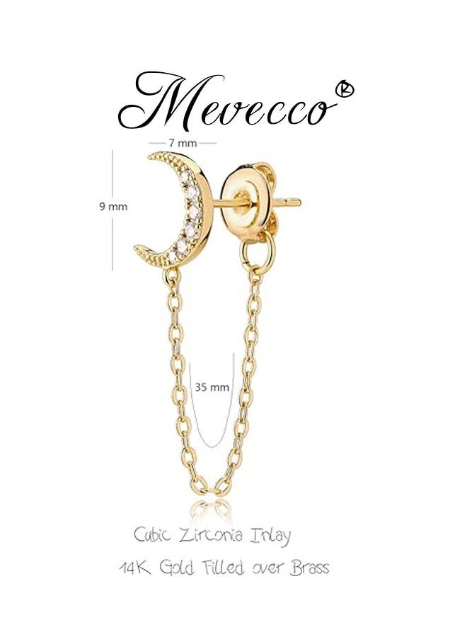 Mevecco Women Huggie Hoop Earrings Gold Ear Stud Cuff 14K Gold Filled Small Boho Beach Simple Delicate Handmade Hypoallergenic Jewelry Gift - Image 4