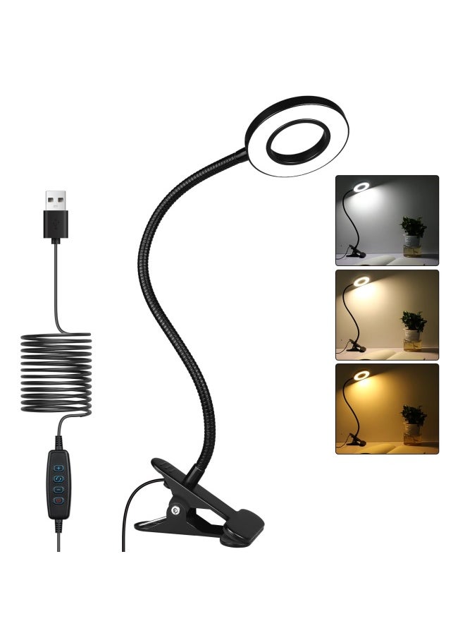 Generic - Clip On Light Reading Lights -   24 Led Usb Book Clamp Light With 3 Color Modes 10 Brightness Dimmer And Auto Off Timer Eye Protection Kids Desk Lamp 360   Flexible Gooseneck Bed Night Light - Image 1