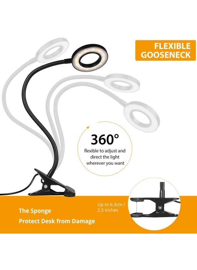 Generic - Clip On Light Reading Lights -   24 Led Usb Book Clamp Light With 3 Color Modes 10 Brightness Dimmer And Auto Off Timer Eye Protection Kids Desk Lamp 360   Flexible Gooseneck Bed Night Light - Image 1