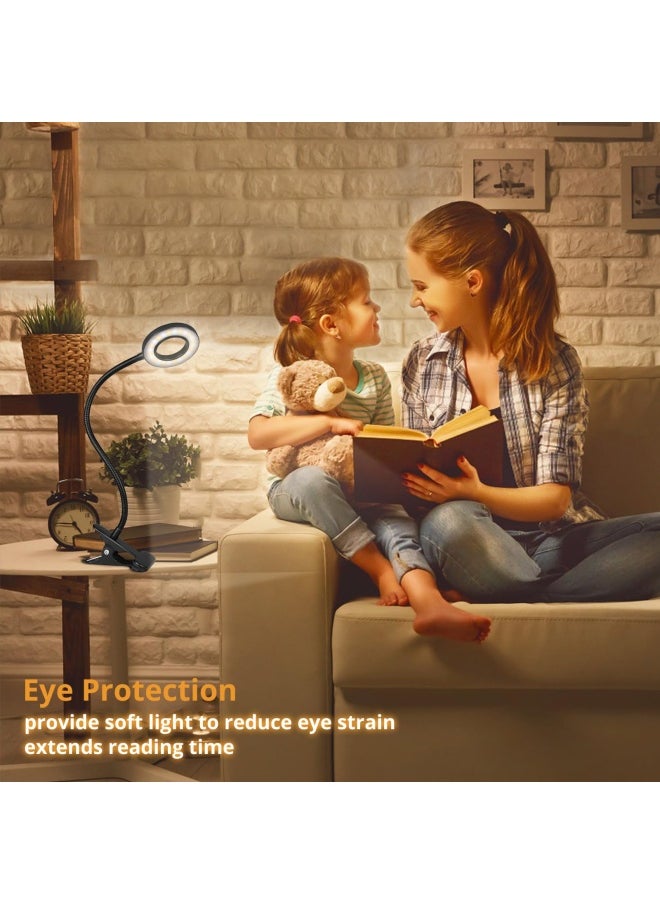 Generic - Clip On Light Reading Lights -   24 Led Usb Book Clamp Light With 3 Color Modes 10 Brightness Dimmer And Auto Off Timer Eye Protection Kids Desk Lamp 360   Flexible Gooseneck Bed Night Light - Image 1