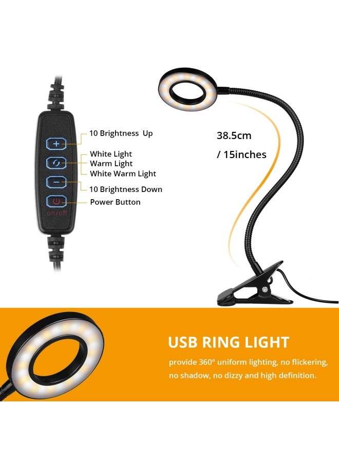 Generic - Clip On Light Reading Lights -   24 Led Usb Book Clamp Light With 3 Color Modes 10 Brightness Dimmer And Auto Off Timer Eye Protection Kids Desk Lamp 360   Flexible Gooseneck Bed Night Light - Image 1