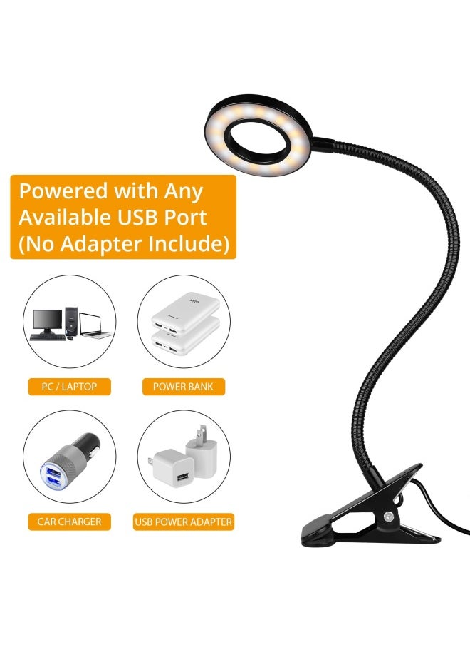 Generic - Clip On Light Reading Lights -   24 Led Usb Book Clamp Light With 3 Color Modes 10 Brightness Dimmer And Auto Off Timer Eye Protection Kids Desk Lamp 360   Flexible Gooseneck Bed Night Light - Image 1