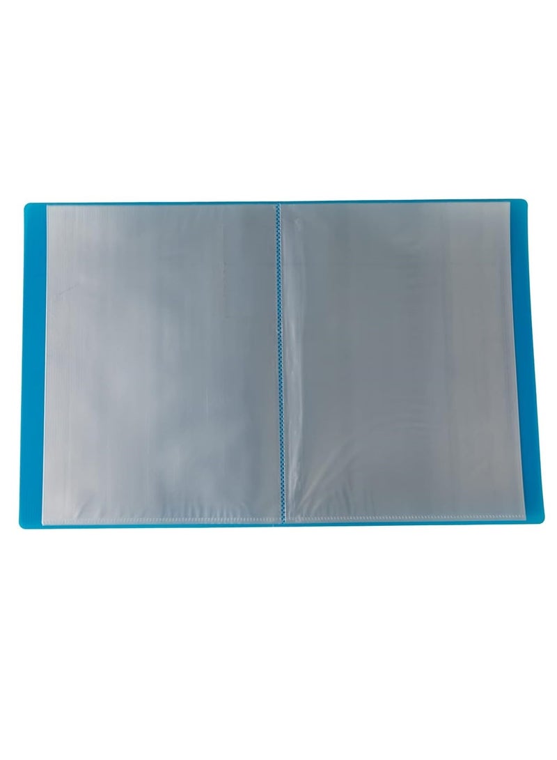 Maxi 20-Pocket Clear Pocket Display Presentation Book Translucent Blue Cover - Image 2