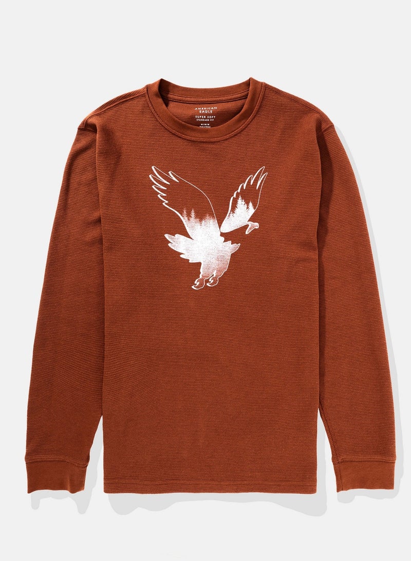 American Eagle AE Long-Sleeve Logo Graphic Thermal T-Shirt  - Image 3