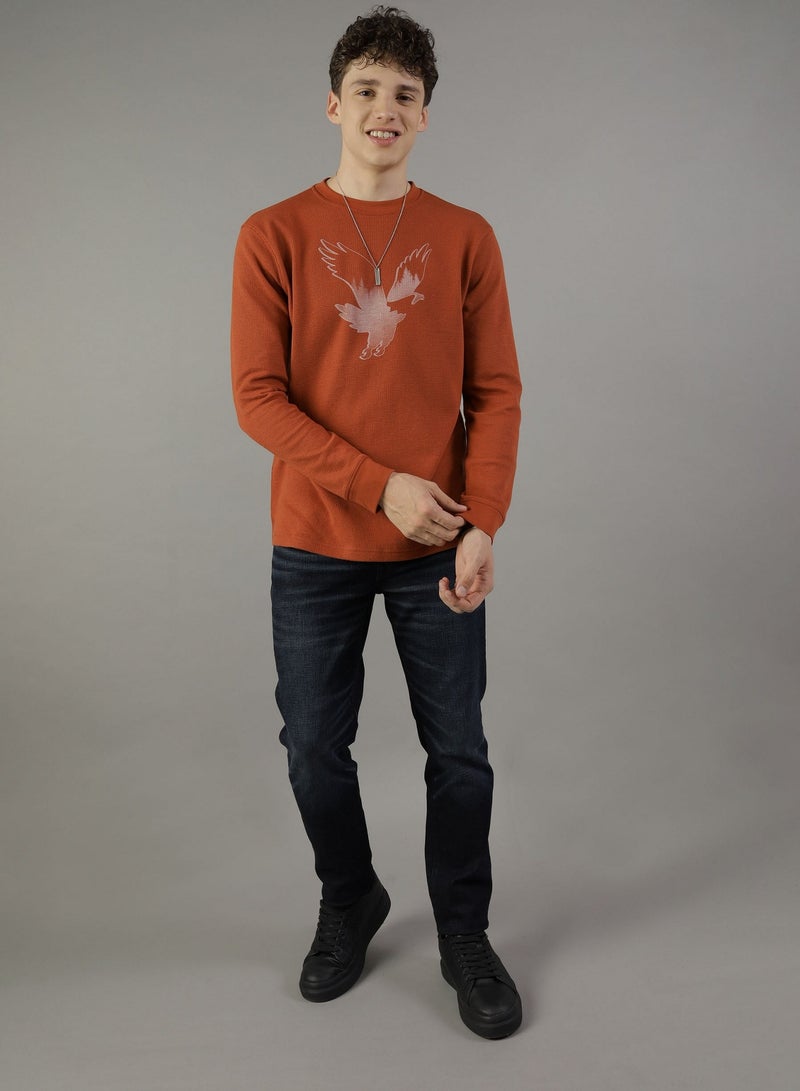 American Eagle AE Long-Sleeve Logo Graphic Thermal T-Shirt  - Image 1