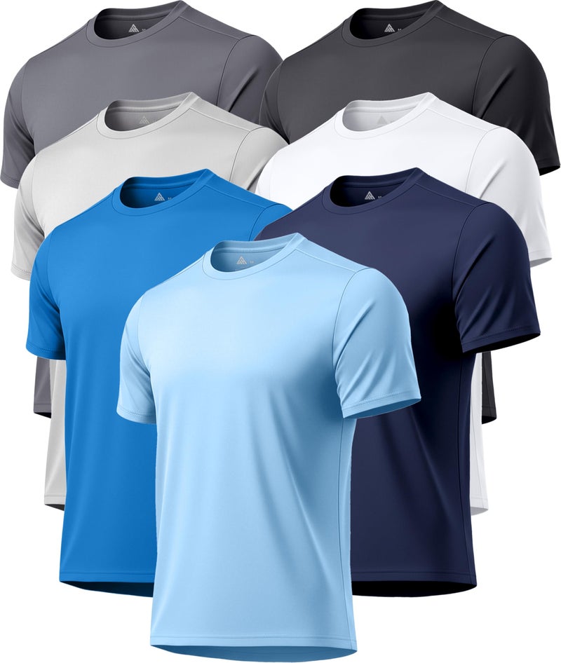 ZITY T Shirts for Man Rash Guard Shirt UV UPF 50+ Sun Protection Short Sleeve Workout T-Shirts Moisture Wicking Swim Running Athletic Tee Shirt 7 Pack - Image 1