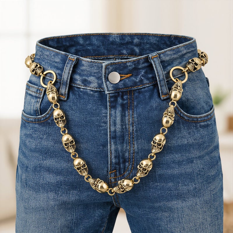 Unisex Skull Jean Chain Gold Hip Hop Street Style for Fashion Lovers Men Women - Image 4