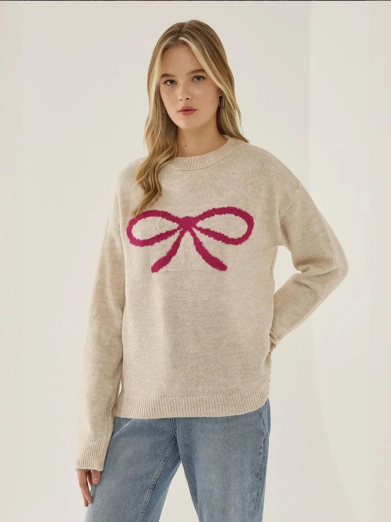 HICCUP Relaxed Fit Bow Detail Sweater