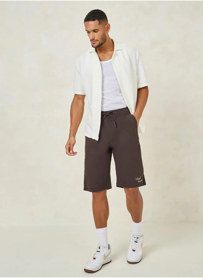 ستايلي Premium Embroidered Twill Oversized Shorts