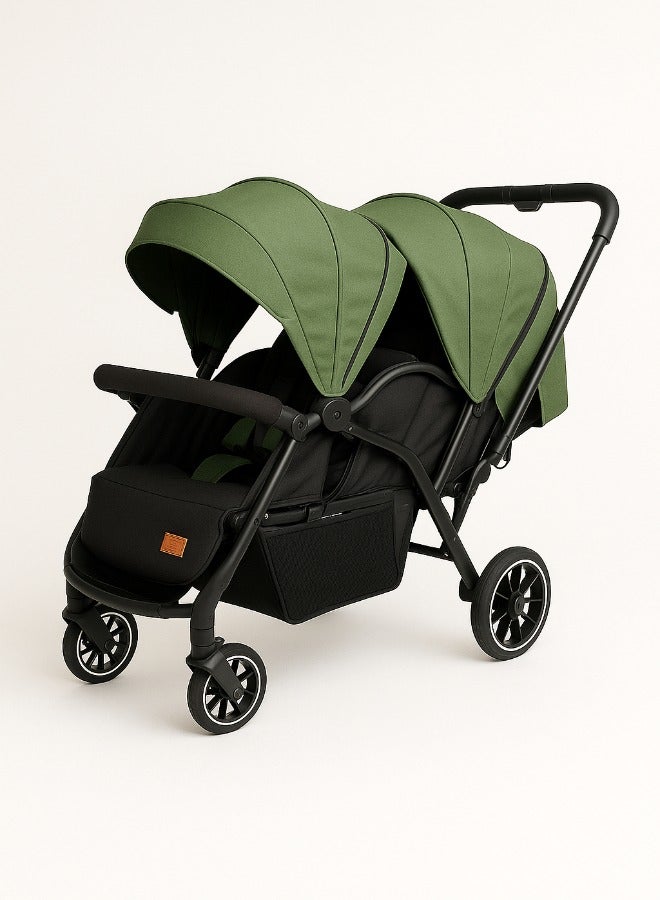 كيديليو عربة أطفال توأم kidilo، عربة أطفال مزدوجة قابلة للطي للأطفال حديثي الولادة والأطفال الصغار مع مظلة وسلة تخزين، رمز المنتج LB200 - Image 1