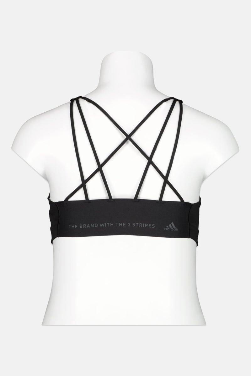 Adidas Women Plus Size Brand Logo Padded Sports Bra, Black  - Image 3