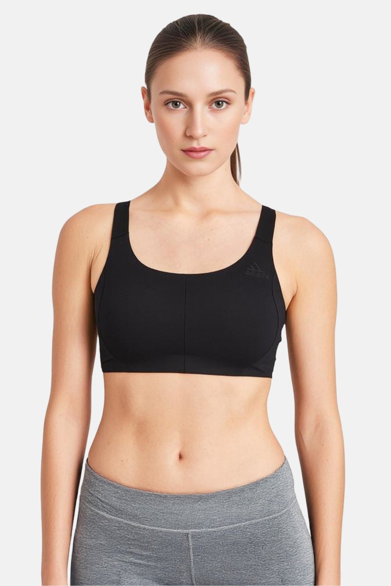 Adidas Women Plus Size Brand Logo Padded Sports Bra, Black  - Image 1