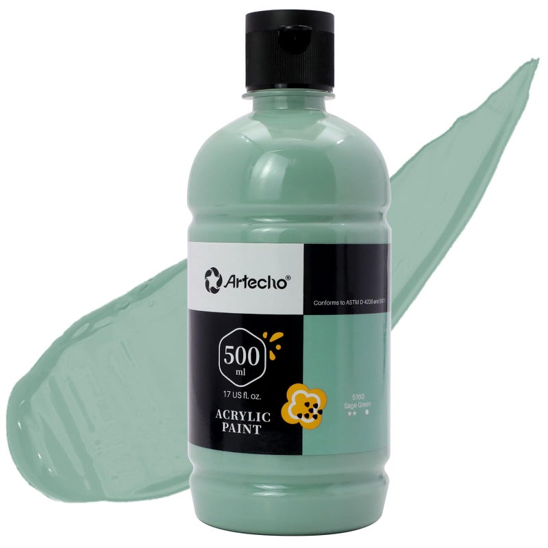 Artecho Sage Green Acrylic Paint 500ml17oz Large Bottle for Art Craft Canvas Rocks Wood Fabric Ceramic NonToxic