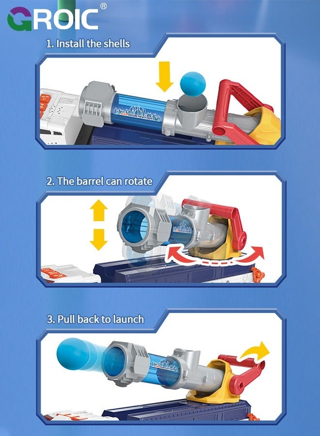 GROIC Truck Toys for Kids, Launcher Toys, Large Car Include 4 Racing Cars+6 Ball, with Light & Sounds, Eejection Shooting Transport Cars Toy, Soft Ball - Image 4