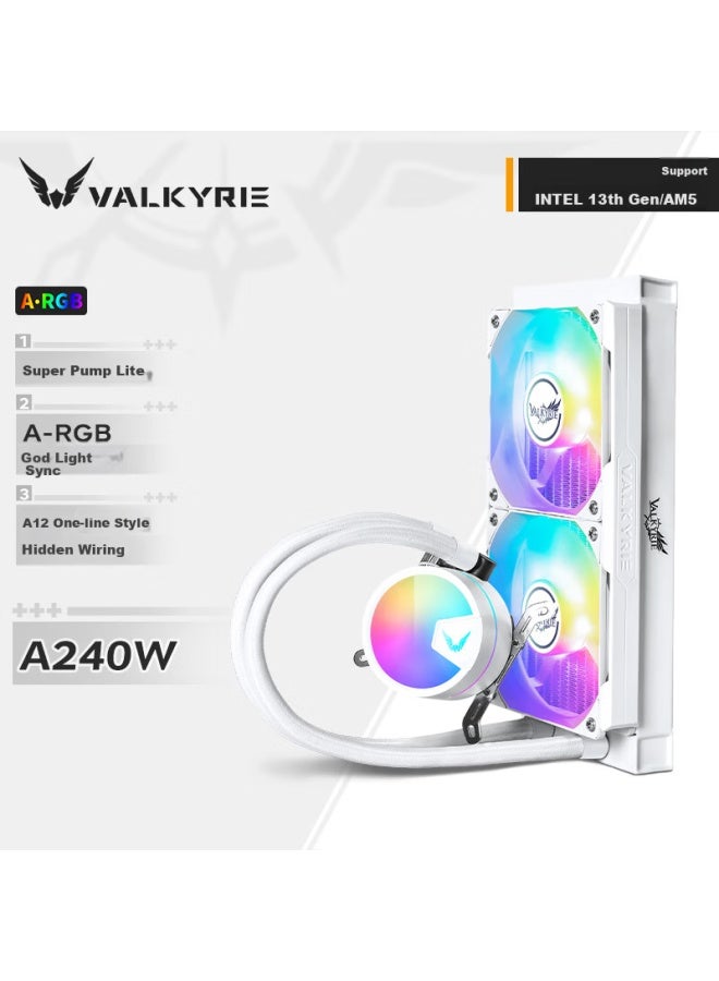 Valkyrie A240w Vk All-in Cpu Liquid Cooler, Multi-platform Brackets, Supports Lga1700, Argb Lighting Effects, Hidden Cable Management - Image 1