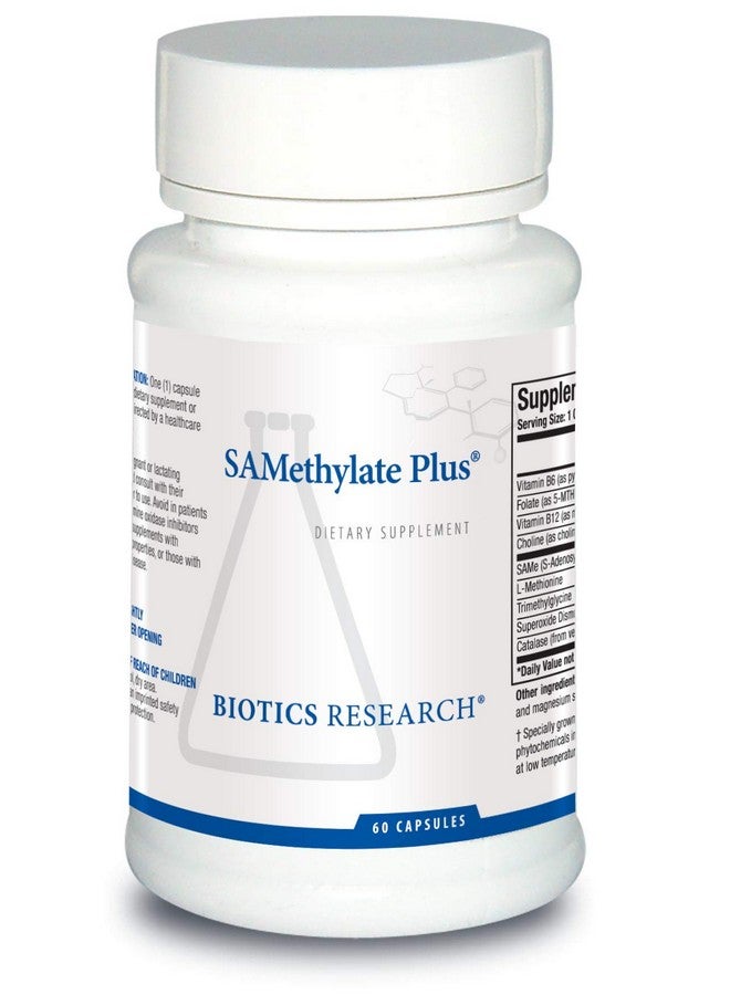 Biotics Research SAMethylate Plus, Mood and Sleep Support, Brain Health, Antioxidant, Folate as 5MTHF, Vitamin B12 Methylcobalamin, L Methionine, Choline Bitartrate,Trimethylglycine 60 Caps - Image 1