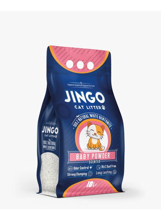 جينجو رمل القطط برائحة بودرة الأطفال- 10 لتر
