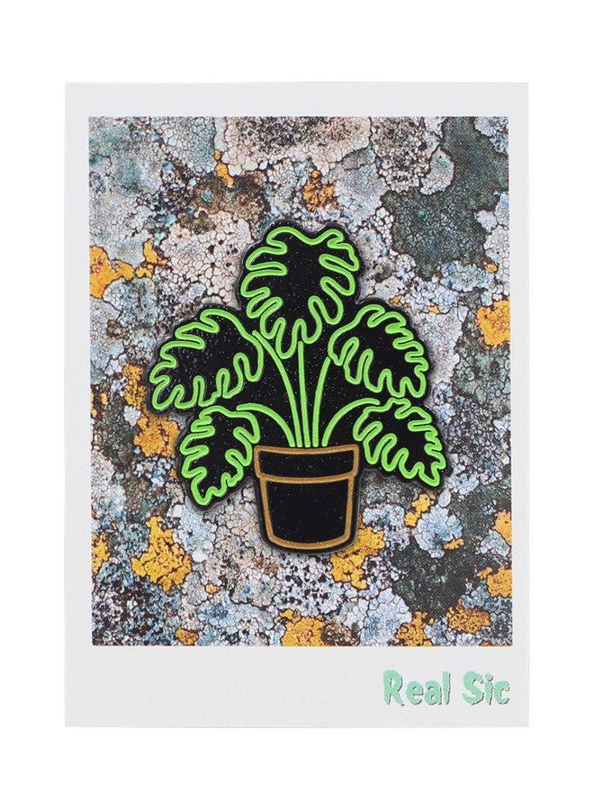 Real Sic Neon Monstera - Glow-in-the-Dark Plant Enamel Pin - Metal Lapel Pin for Backpacks, Jackets, Bags, Hats & Tops - Unisex Gift - Image 4