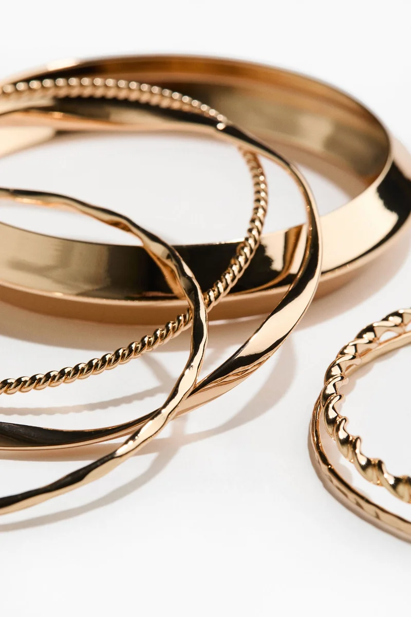 اتش اند ام عبوة من 6 أساور معدنية صلبة