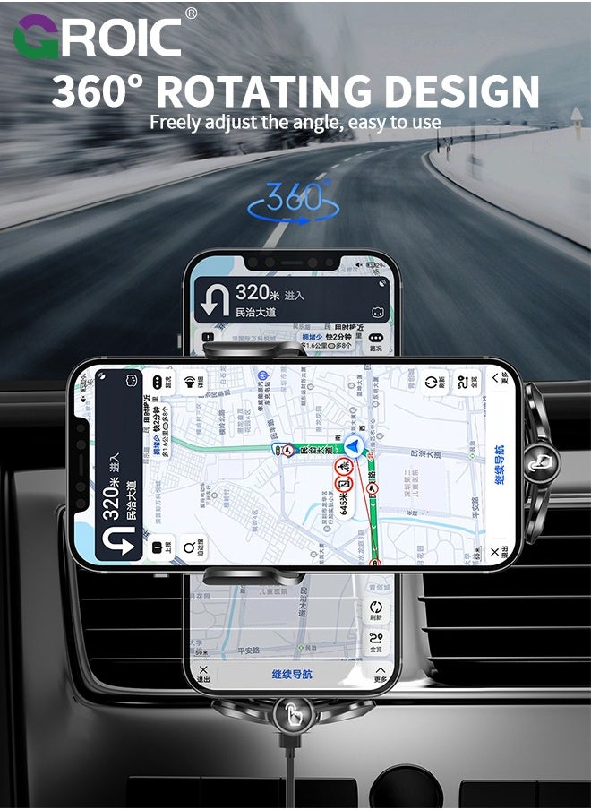 Wireless Car Charger Phone Mount Dual Coil Joyroom LED Qi 15W Cell Phone Fast Charging Vent Holder with Auto Smart Sensor Clamping for iPhone, Samsung