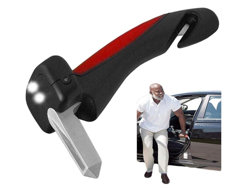YOURKARTS.COM 5-in-1 Car Support Handle with Window Breaker – Easy Grip Safety Tool for Seniors | Seat Assist Bar for Car Entry & Exit | car Accessories 2025 (Red) - Image 1