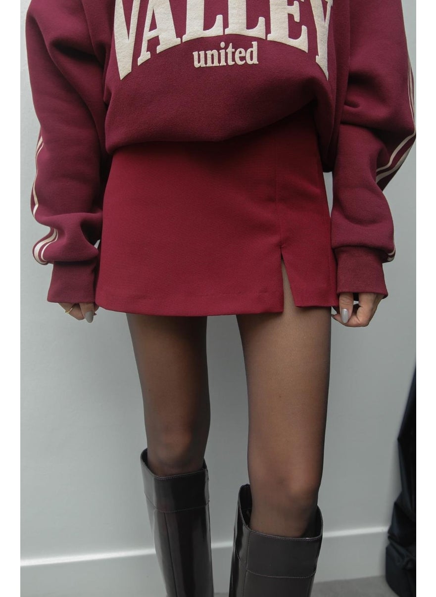 Havoş Claret Red Mini Shorts Skirt  - Image 4