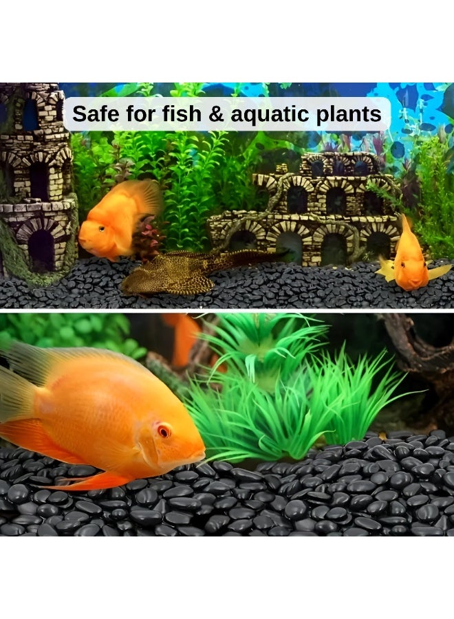 أرابيكو حصى زخرفية سوداء، وزنها 2.5 رطل، وصخور نهرية مصقولة بطول 2-5 سم، مناسبة للمناظر الطبيعية، وحشو المزهريات، وأحواض السمك، والحرف اليدوية، وديكور المنزل والحديقة، وأحجار مصقولة ناعمة للاستخدام الداخلي والخارجي. - Image 2