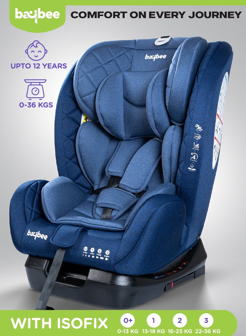 BAYBEE Convertible Car Seat for Baby 0 to 12 Years with ISOFIX, 3 Position Recline, Headrest Adjustable ECE R44/04 Safety Certified Travel Baby Car Seat for Toddlers Kids Boys Girls Blue - Image 1