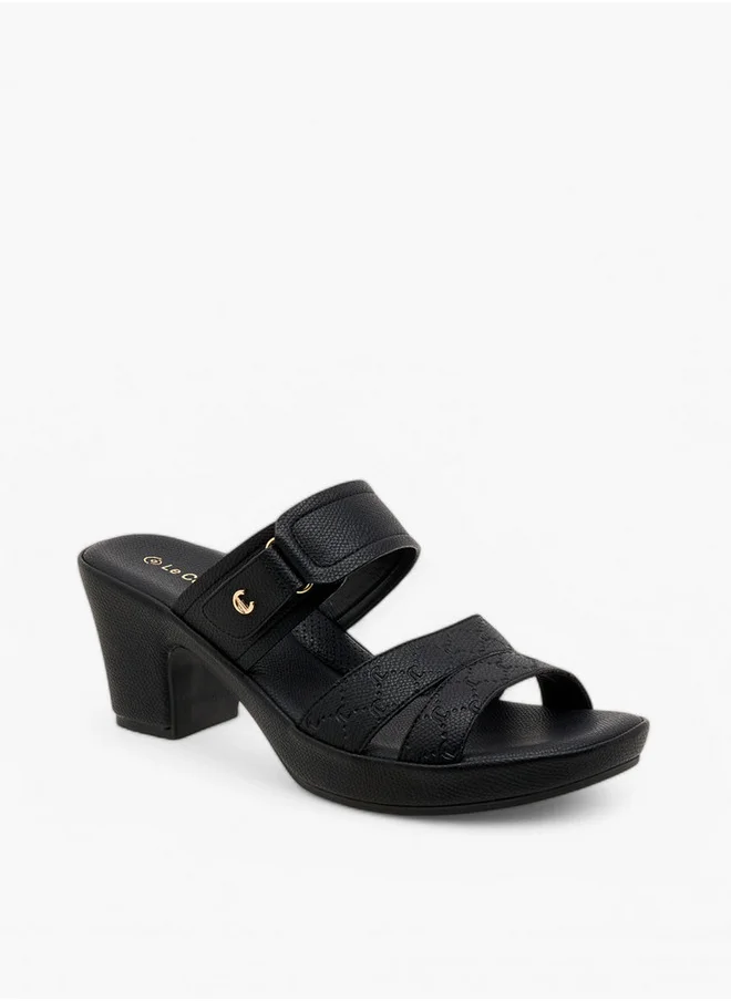 لو كونفورت Women's Textured Slip-On Sandals with Block Heels