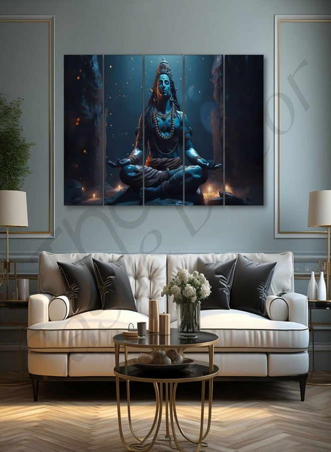 The Castle Decor لوحة جدارية كبيرة الحجم (27 × 48 بوصة) بتصميم قلعة، تُصوّر الإله شيفا، مع إطار خشبي، مناسبة لغرف المعيشة، غرف النوم، غرف الاستقبال، والفنادق. رقم المنتج: 654 - Image 2