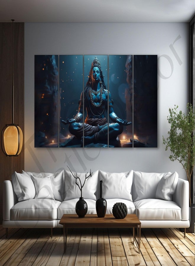 The Castle Decor لوحة جدارية كبيرة الحجم (27 × 48 بوصة) بتصميم قلعة، تُصوّر الإله شيفا، مع إطار خشبي، مناسبة لغرف المعيشة، غرف النوم، غرف الاستقبال، والفنادق. رقم المنتج: 654 - Image 1