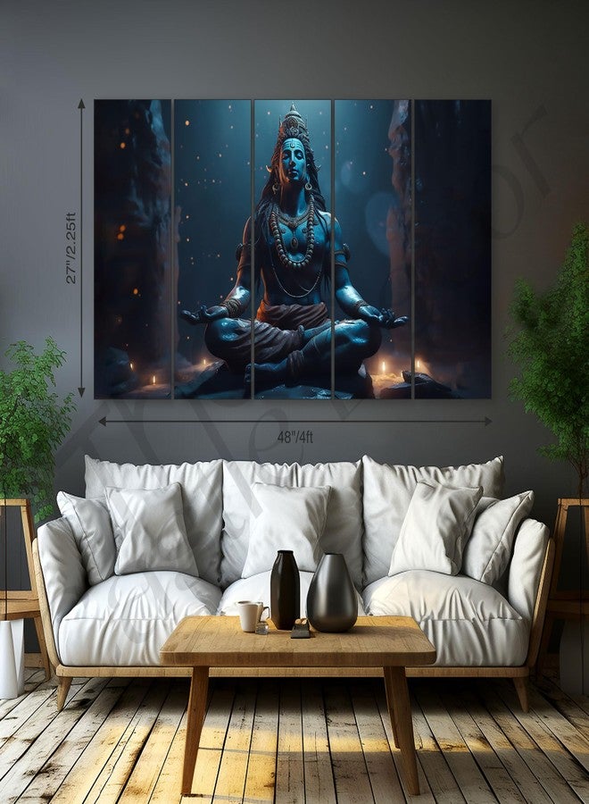 The Castle Decor لوحة جدارية كبيرة الحجم (27 × 48 بوصة) بتصميم قلعة، تُصوّر الإله شيفا، مع إطار خشبي، مناسبة لغرف المعيشة، غرف النوم، غرف الاستقبال، والفنادق. رقم المنتج: 654 - Image 3