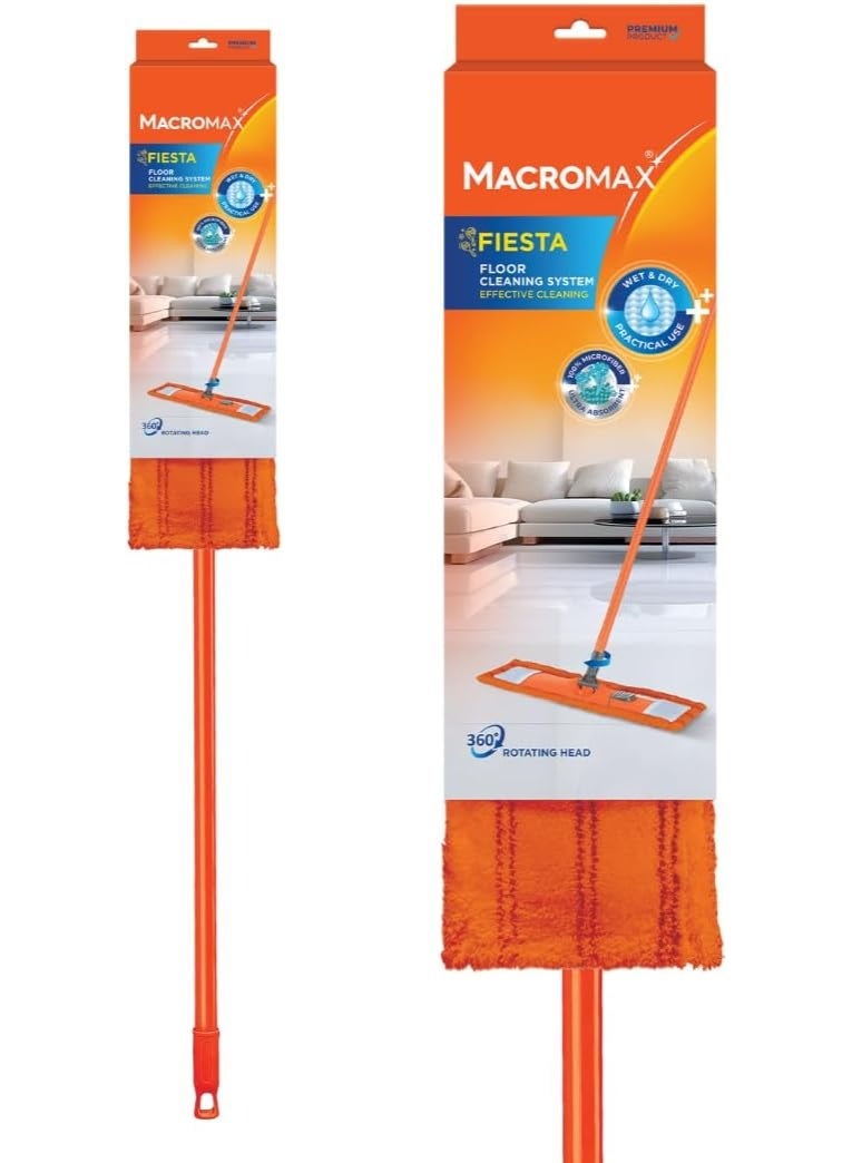 Macromax Fiesta Floor Cleaning System Flat Mop 360° Rotating Microfiber Floor Mop - Image 2