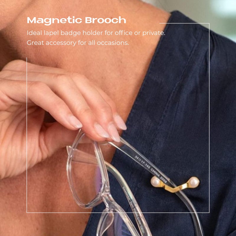 Readerest Magnetic Eyeglass Holders (3 Pack) Eyeglasses Clip for Readers & Sunglasses, Reading Glasses Holder, Work Badge Clip, USA Made (Stainless Steel, Black, & Stainless Steel + Crystals) - Image 4