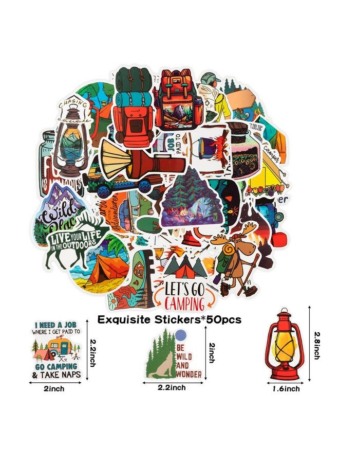 ANGOLIO 84Pcs Spring Camping Party Favors Kit Happy Camper Party Gifts Silicone Bracelets Stickers Keychains Badges for Kids Friends Summer School Camping Adventure Birthday Party - Image 4