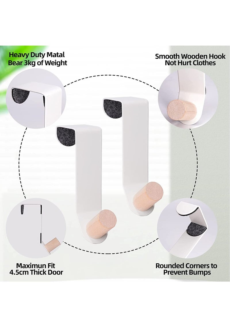 خطافات معطف ثقيلة فوق الباب خشبية لون خطافات المناشف خلف الباب للتعليق لتعليق الملابس القبعة المعطف الملابس، 4 حزمة - Image 2