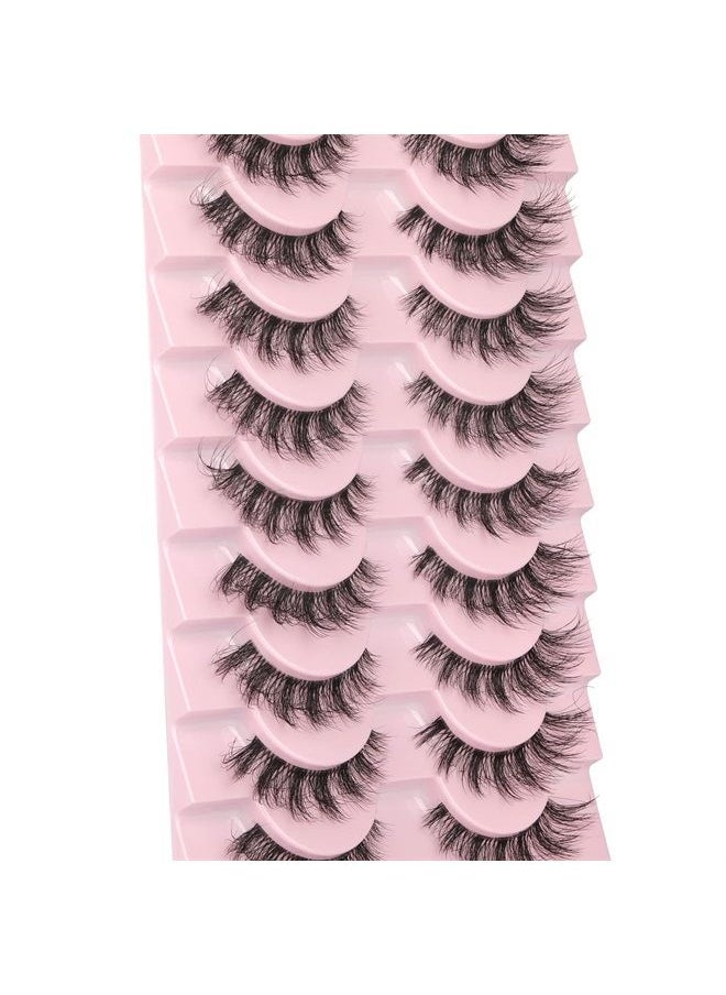 FANXITON Mink Lashes with Clear Band Fluffy 15MM 10 Pairs Cat-Eye Lashes Natural Look False Eyelashes Pack Wispy Eyelashes Curly 3D Faux Mink Eyelashes  - Image 2
