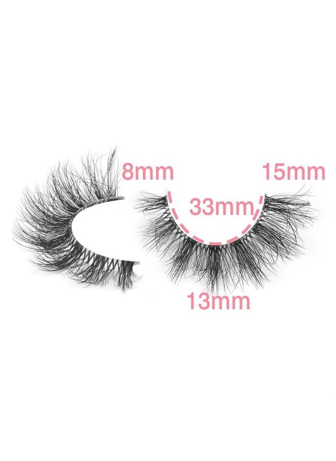 FANXITON Mink Lashes with Clear Band Fluffy 15MM 10 Pairs Cat-Eye Lashes Natural Look False Eyelashes Pack Wispy Eyelashes Curly 3D Faux Mink Eyelashes  - Image 1