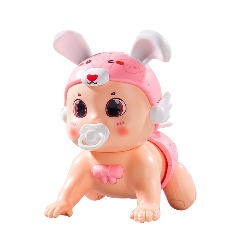 Kids Crawling Animal Toy Singing Record Interactive Electric Cartoon Animal Toy for 3‑12 Months Pink Bunny - Image 1