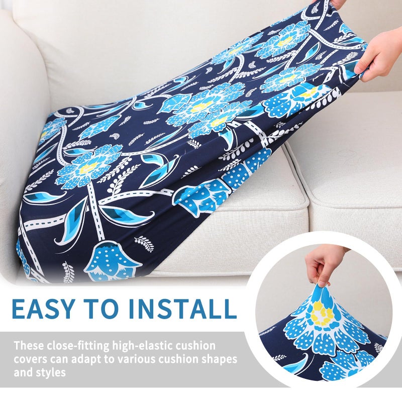 hyha Printed Couch Cushion Covers, Floral Sofa Covers Washable for Cushion Couch, Stretch Pattern Outdoor Cushion Covers for Patio Furniture with Elastic Bottom(Small, Bluebell) - Image 4