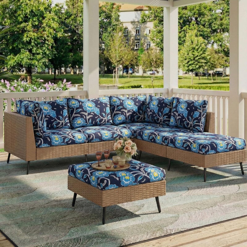 hyha Printed Couch Cushion Covers, Floral Sofa Covers Washable for Cushion Couch, Stretch Pattern Outdoor Cushion Covers for Patio Furniture with Elastic Bottom(Small, Bluebell) - Image 2