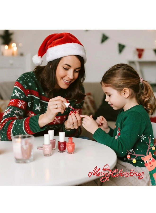 Beauenty Christmas Kids Nail Polish, 6 Colors Non-Toxic Water Based Peel-Off Nail Polish Set with 3 Stickers, Non Toxic & Safe Nail Polish Set for Girls Ages 5+ for Parties, Birthday and Makeovers (6Colors) - Image 3