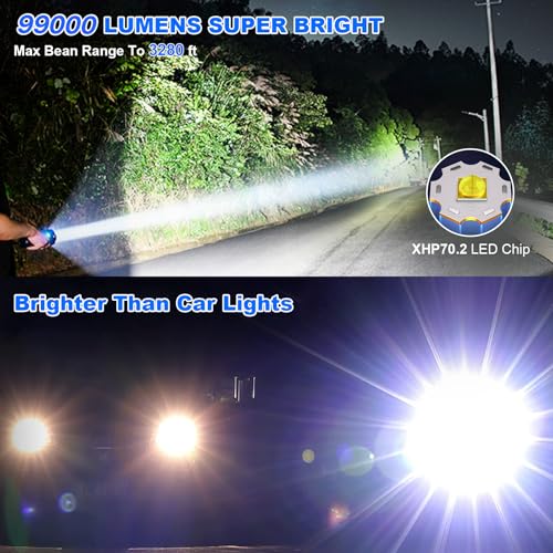 Cinlinso Rechargeable LED Flashlights High Lumens, 99,000 Lumens Super Bright Flash Light with 7 Modes, Powerful Handheld Waterproof Flashlights for Home Emergencies, IPX6 Waterproof - Image 5