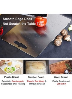 BUPY Cutting Board, Chopping Board, Cutting Block Mincing Mat, Thick Stainless Steel, Heavy Duty Non-Slip, Double Side, for Kitchen Home Meat Vegetable Fruit Cheese (28 * 39cm)  - Image 3