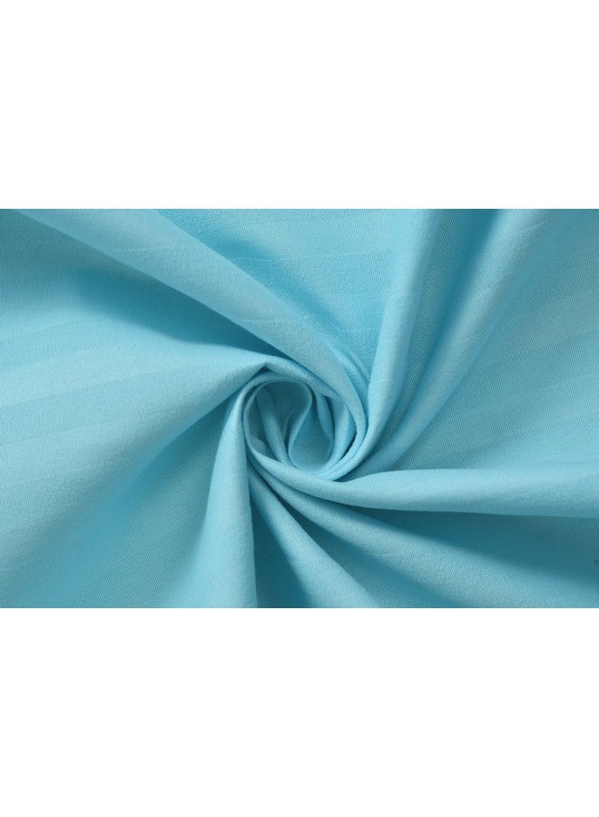 Homefab India 160 TC Stripe Glace Cotton Single BedSheet with 1 Pillow Cover - Light Blue - Image 3
