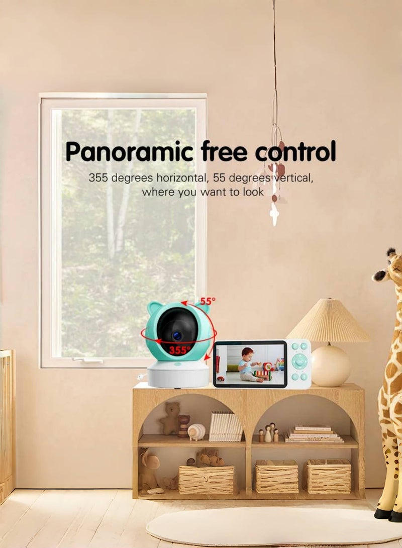 EzzySo 5 inch LCD Display Wireless Babies Video Monitor with Night Vision Temperature Monitoring  Lullabies and App Control (Tuya/SmartLife) - Image 5