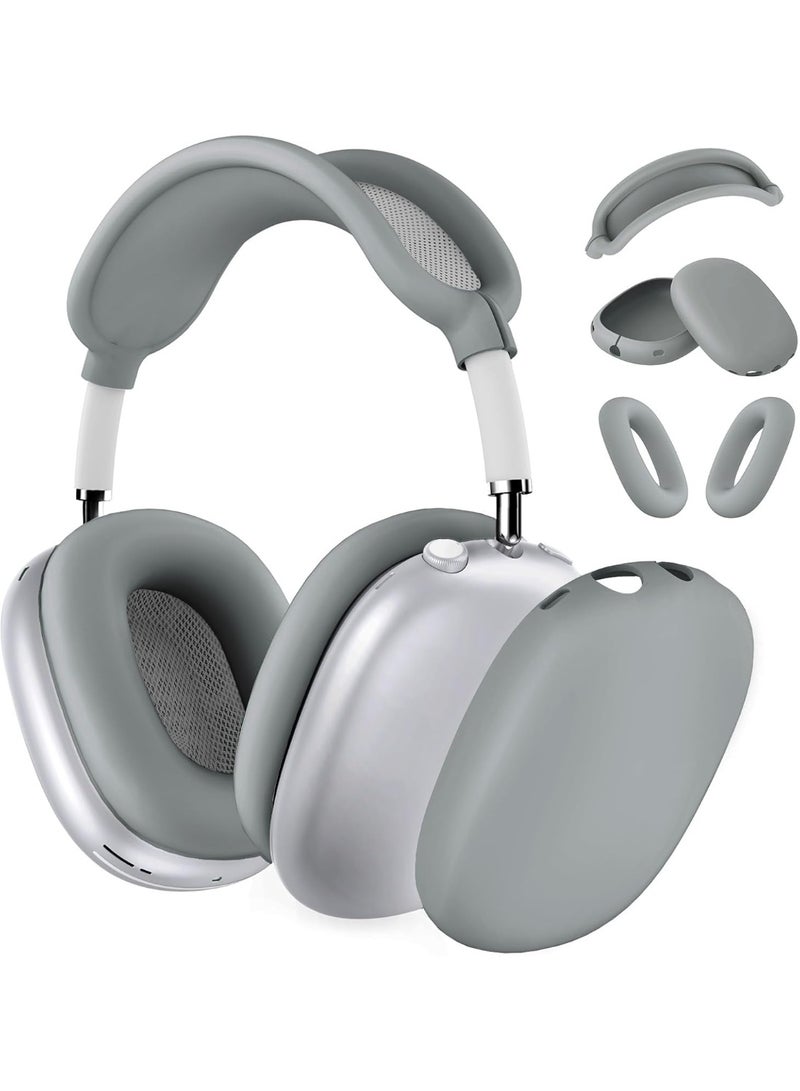 غطاء حالة السيليكون لـ AirPods Max سماعات الرأس ، غطاء حالة وسادة الأذن / غطاء أكواب الأذن / غطاء حزمة الرأس لـ AirPods Max (USB-C / Lightning) (2024/2020) ، إكسسوارات حامي السيليكون لـ Apple AirPod Max ، رمادي - Image 1