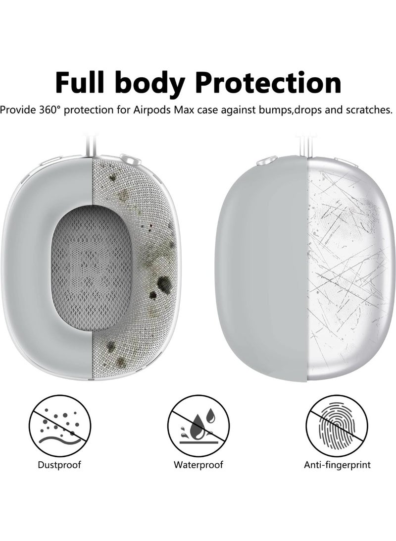 غطاء حالة السيليكون لـ AirPods Max سماعات الرأس ، غطاء حالة وسادة الأذن / غطاء أكواب الأذن / غطاء حزمة الرأس لـ AirPods Max (USB-C / Lightning) (2024/2020) ، إكسسوارات حامي السيليكون لـ Apple AirPod Max ، رمادي - Image 3