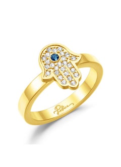 Vision Gold Plated Ladies Finger Ring With white and Aqua crystal 52PEJLF0003901