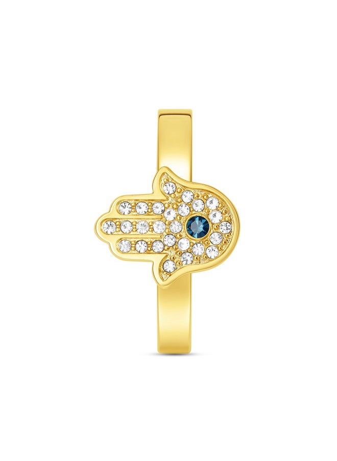 POLICE - Vision Gold Plated Ladies Finger Ring With white and Aqua crystal 52PEJLF0003901 - Image 1
